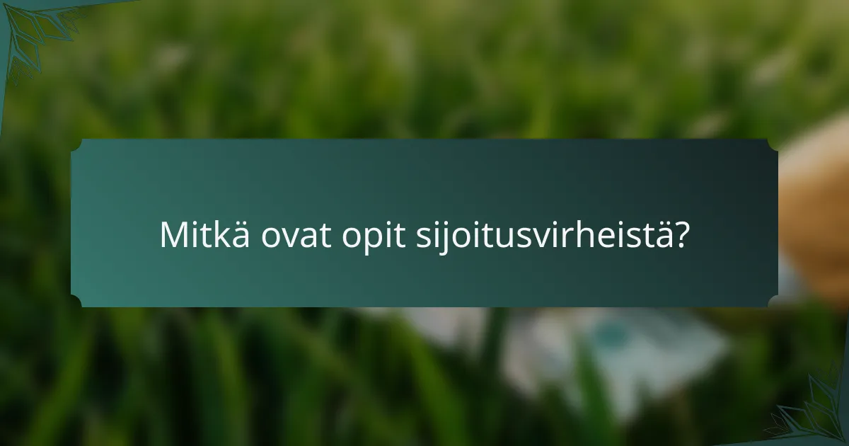 Mitkä ovat opit sijoitusvirheistä?